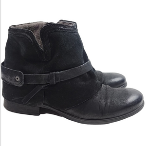 Miz Mooz Seymour Boots Women's 38EU 7.5US Black Leather Moto Biker Ankle Booties